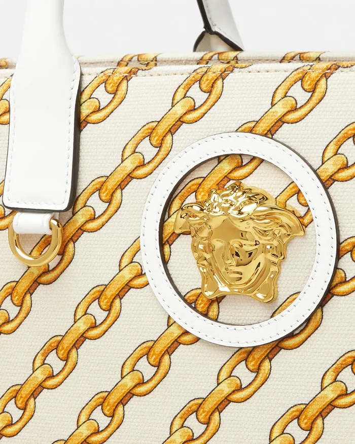 Versace Chain Stripes La Medusa Large Tote Bag Print Women Totes