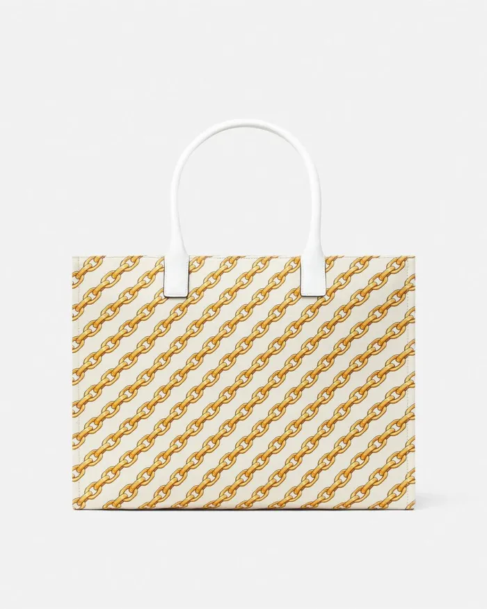 Versace Chain Stripes La Medusa Large Tote Bag Print Women Totes