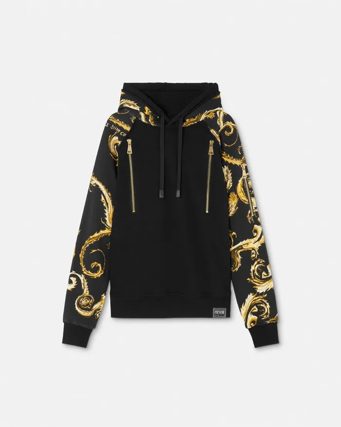 Versace Chromo Couture RegularFit Hoodie Blackgold Men Jeans Couture