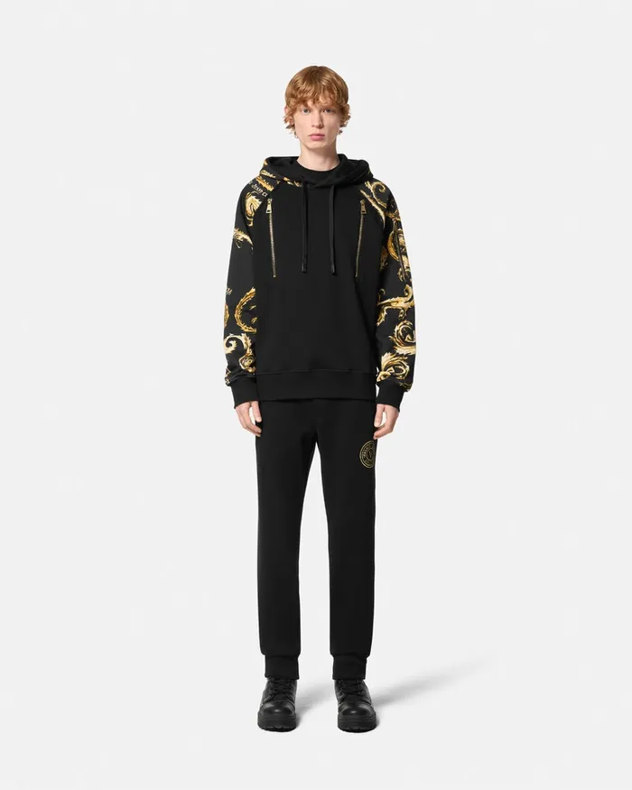 Versace Chromo Couture RegularFit Hoodie Blackgold Men Jeans Couture