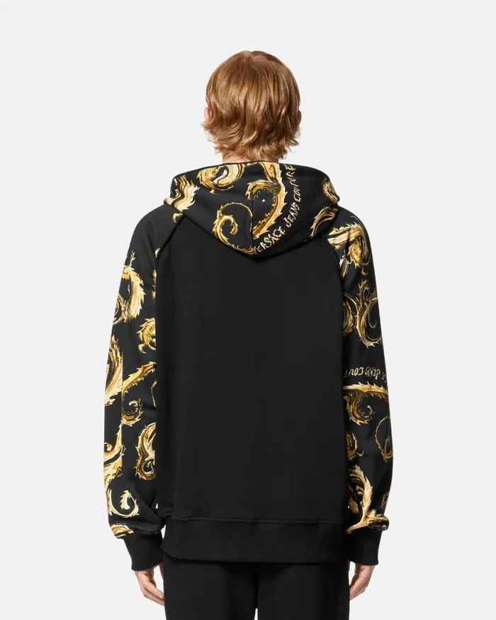 Versace Chromo Couture RegularFit Hoodie Blackgold Men Jeans Couture