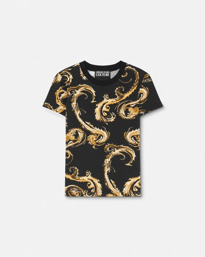 Versace Chromo Couture TShirt Blackgold Women Jeans Couture