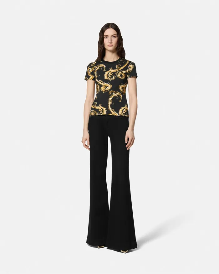 Versace Chromo Couture TShirt Blackgold Women Jeans Couture