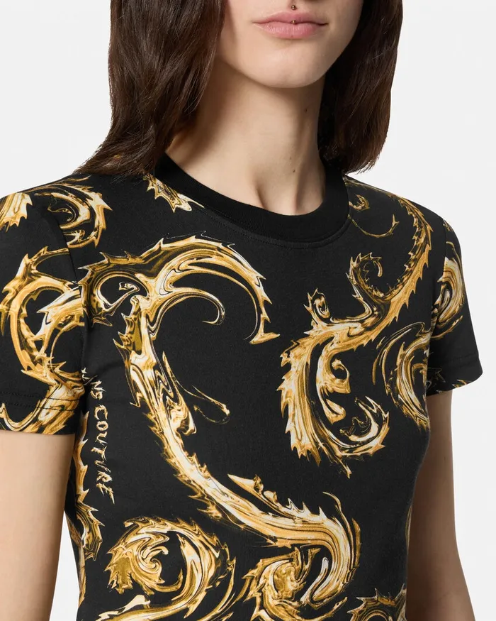 Versace Chromo Couture TShirt Blackgold Women Jeans Couture