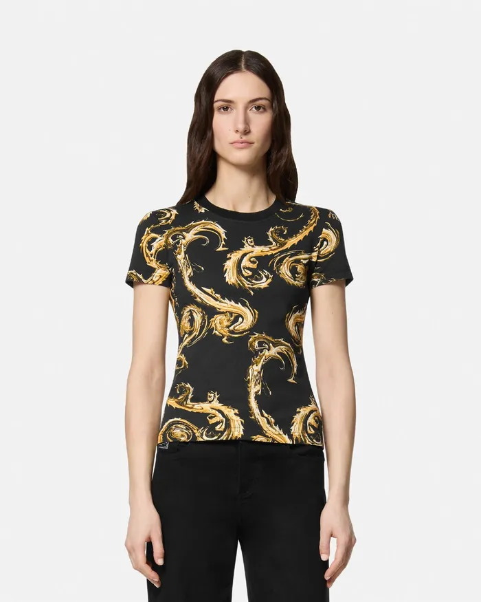 Versace Chromo Couture TShirt Blackgold Women Jeans Couture