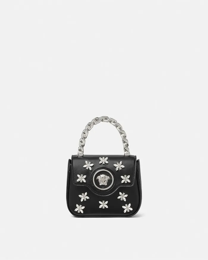 Versace Crystal La Medusa Mini Bag Blacksilver Women Top Handle
