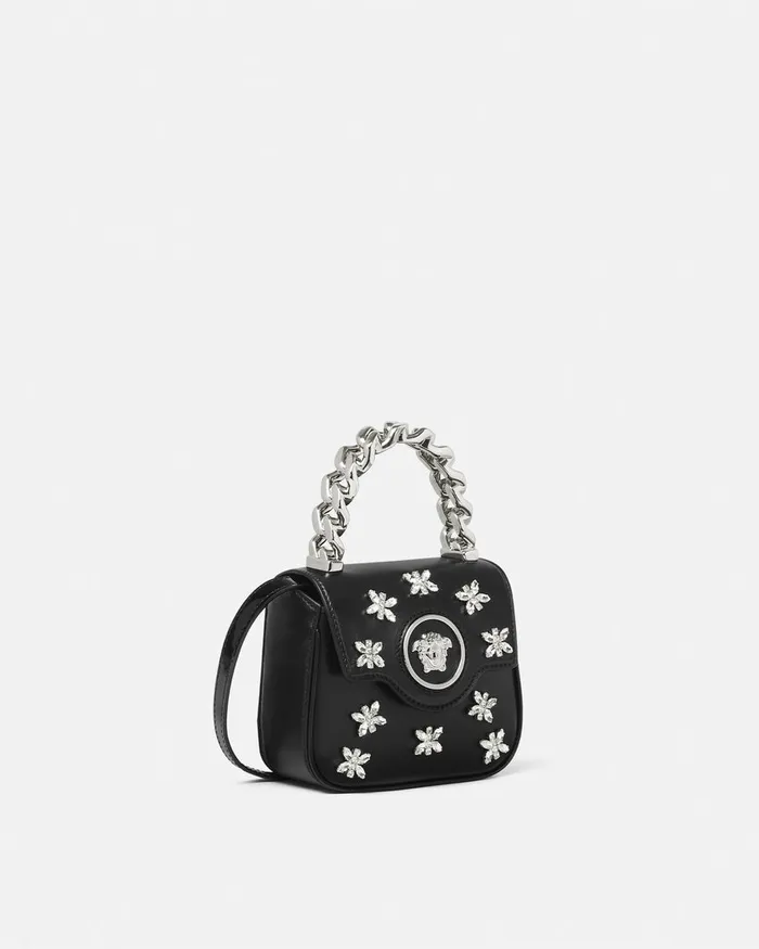 Versace Crystal La Medusa Mini Bag Blacksilver Women Top Handle