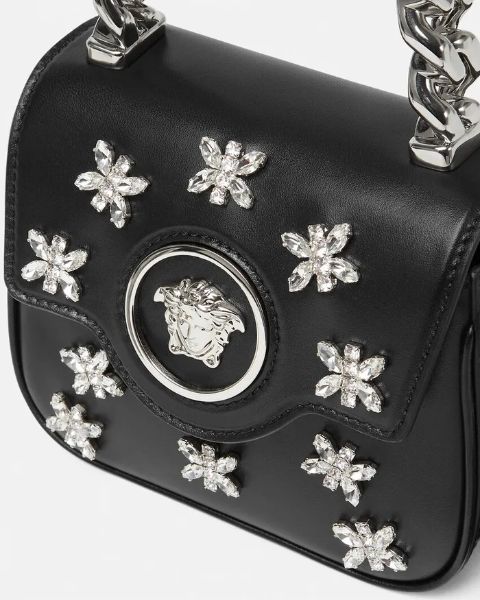 Versace Crystal La Medusa Mini Bag Blacksilver Women Top Handle