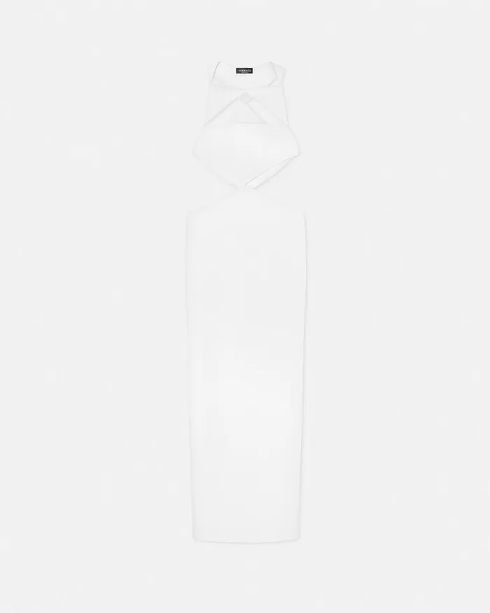 Versace Cutout Column Gown White Women Dresses