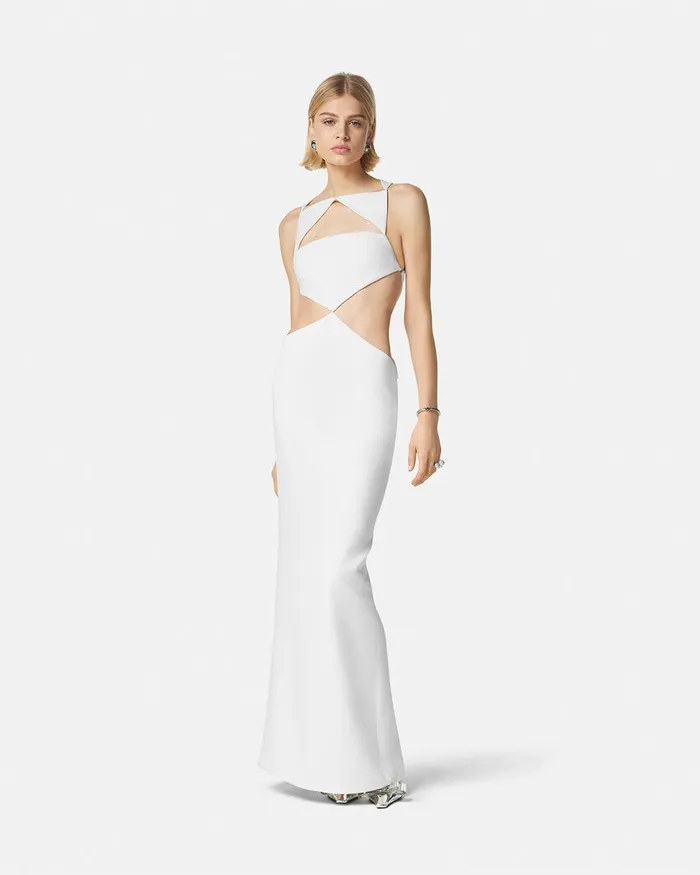 Versace Cutout Column Gown White Women Dresses