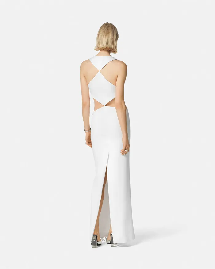 Versace Cutout Column Gown White Women Dresses