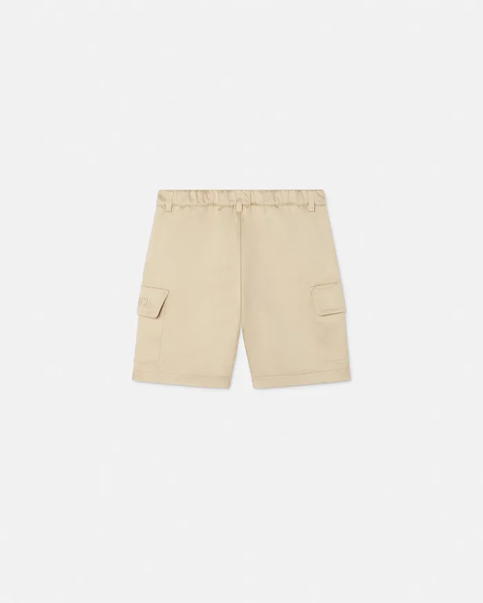 Versace Gabardine Logo Baby Shorts Beige Kids Pants