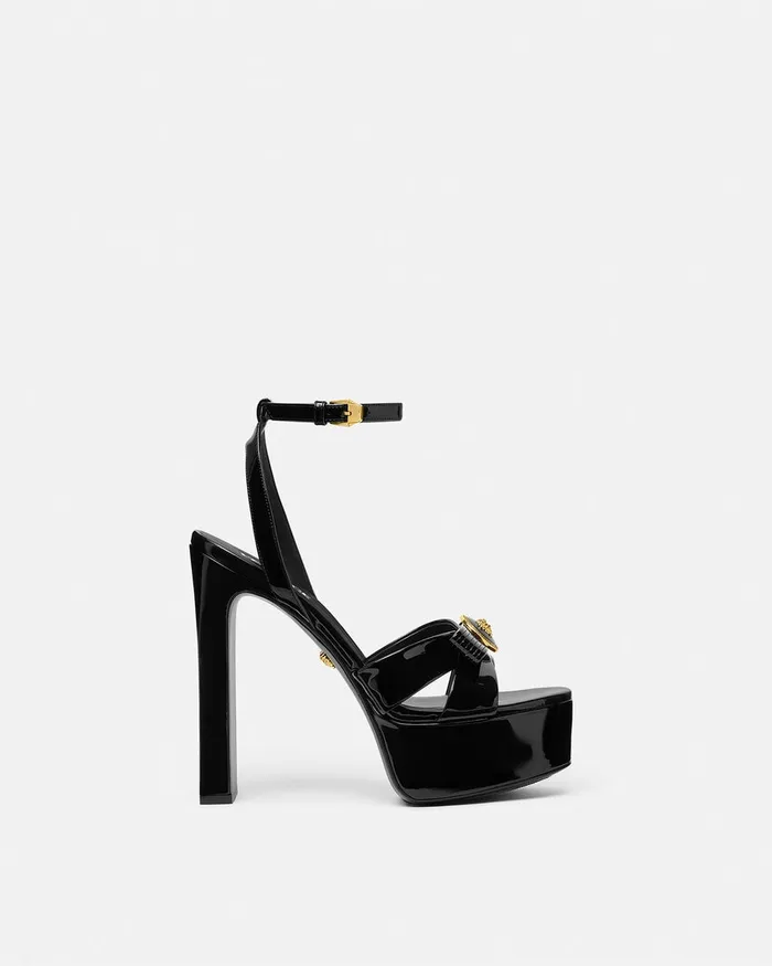 Versace Gianni Ribbon Sandals 140 Mm Blackgold Women Sandals