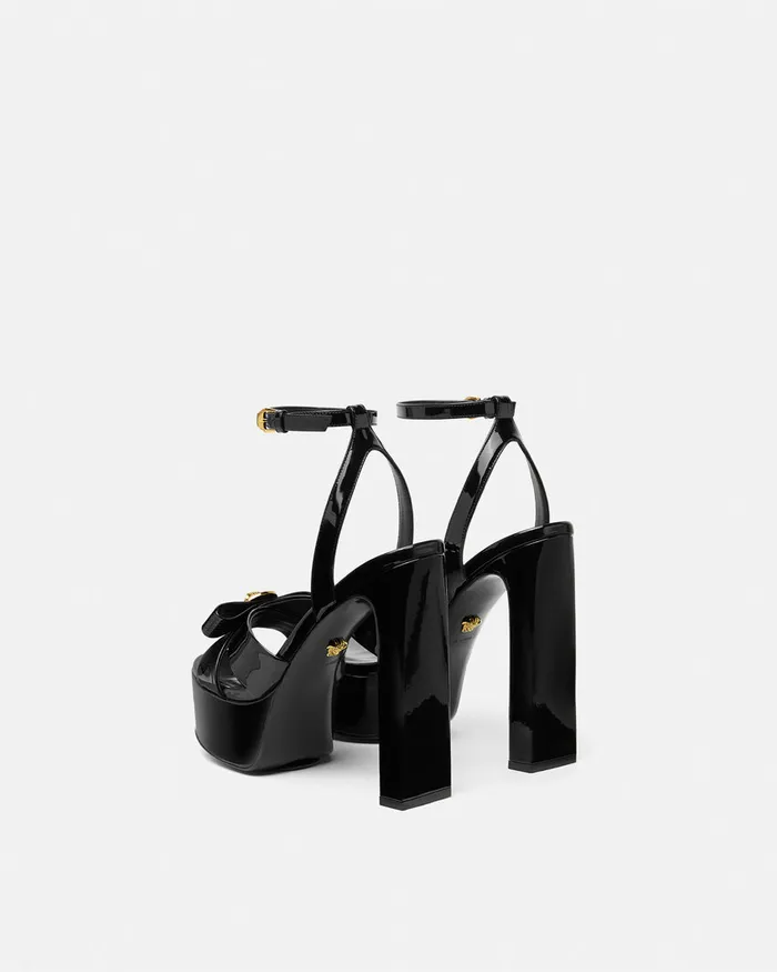 Versace Gianni Ribbon Sandals 140 Mm Blackgold Women Sandals