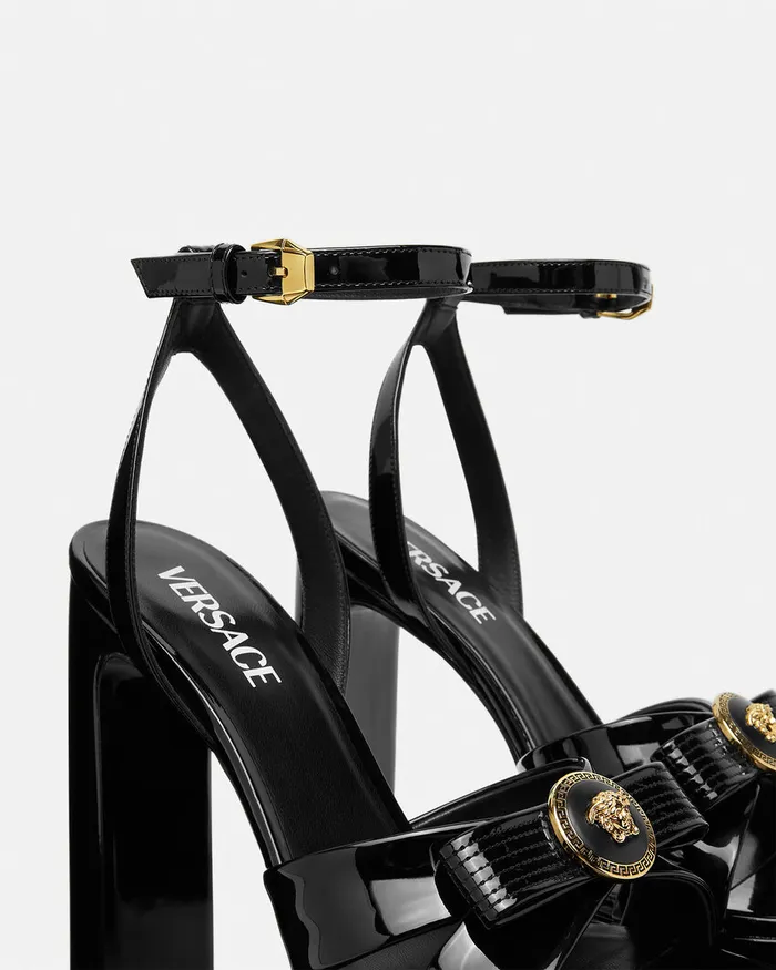 Versace Gianni Ribbon Sandals 140 Mm Blackgold Women Sandals