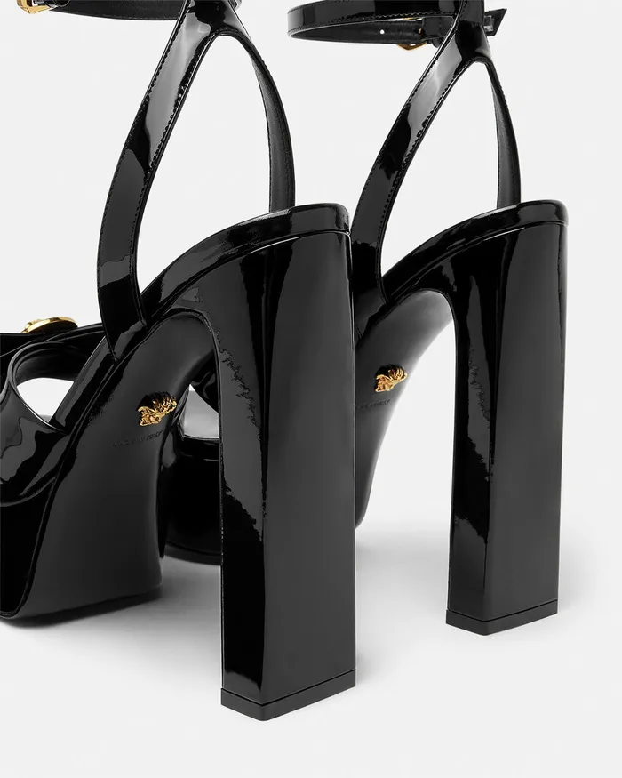 Versace Gianni Ribbon Sandals 140 Mm Blackgold Women Sandals