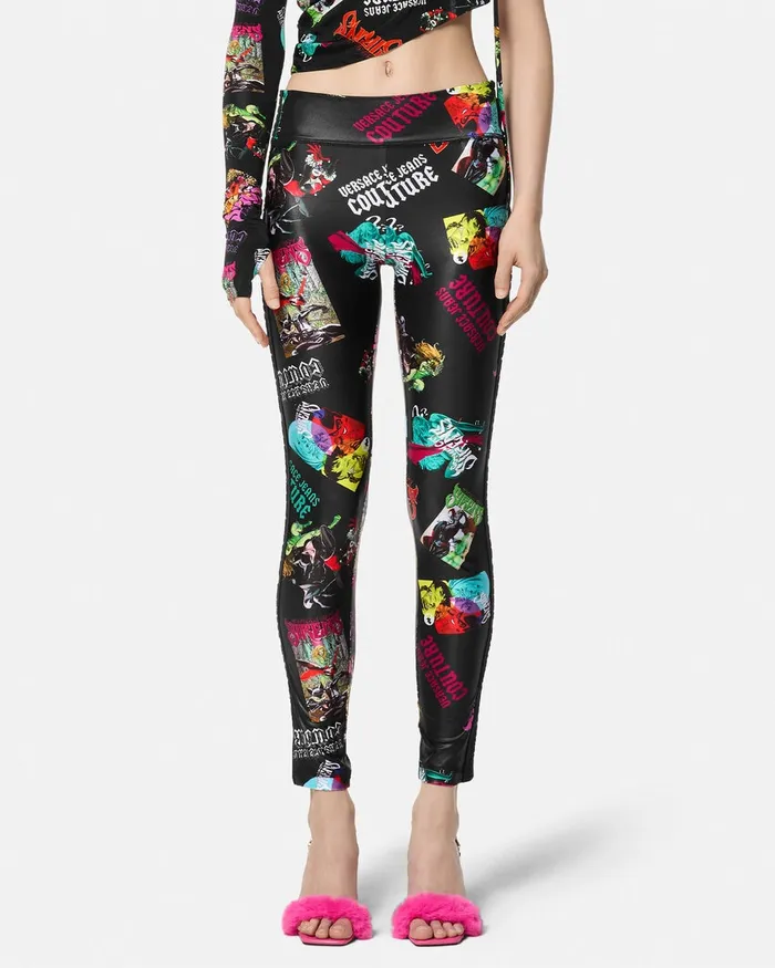 Versace Gotham City Sirens Leggings Blackprint Women Jeans Couture