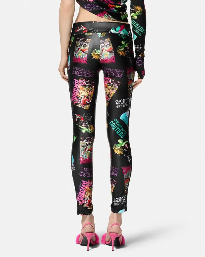 Versace Gotham City Sirens Leggings Blackprint Women Jeans Couture