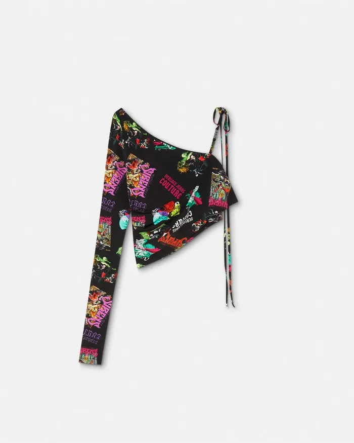 Versace Gotham City Sirens Top Blackprint Women Jeans Couture