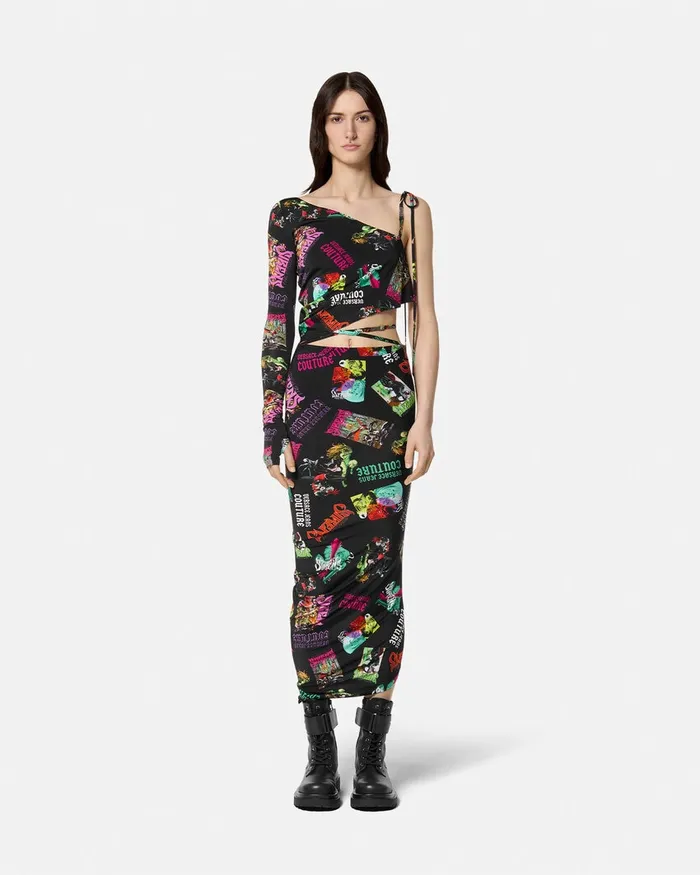 Versace Gotham City Sirens Top Blackprint Women Jeans Couture