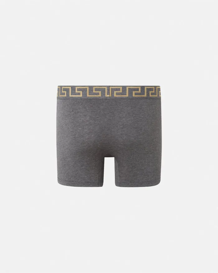 Versace Greca Border Long Trunks Gray Men Boxers