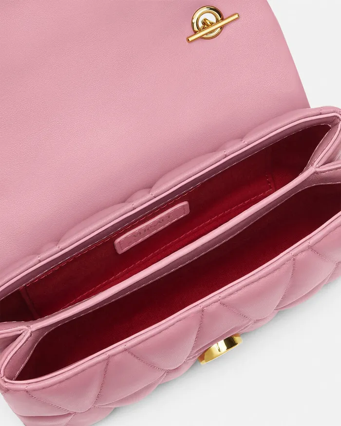 Versace Kleio Quilted Mini Bag Pink Women Shoulder and Crossbody
