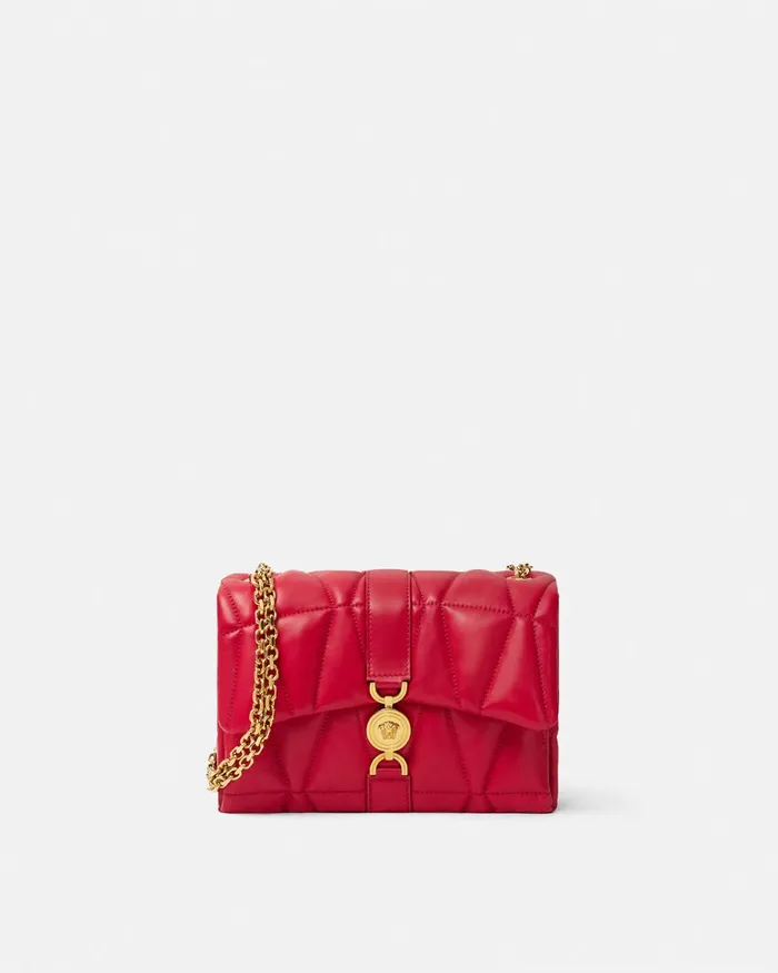 Versace Kleio Quilted Shoulder Bag Red Women Shoulder and Crossbody