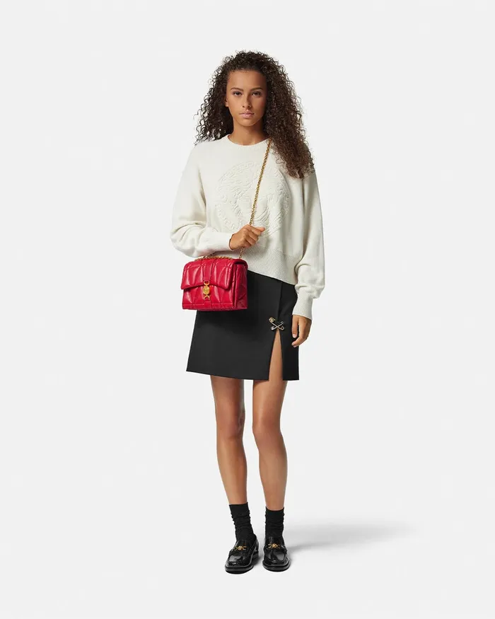 Versace Kleio Quilted Shoulder Bag Red Women Shoulder and Crossbody