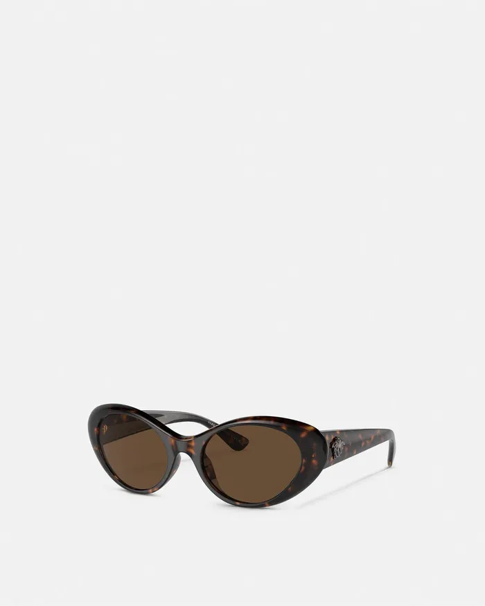 Versace La Medusa Oval Sunglasses Havana Women Sunglasses