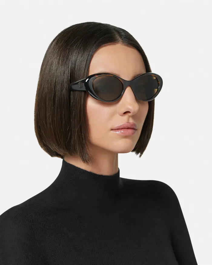 Versace La Medusa Oval Sunglasses Havana Women Sunglasses