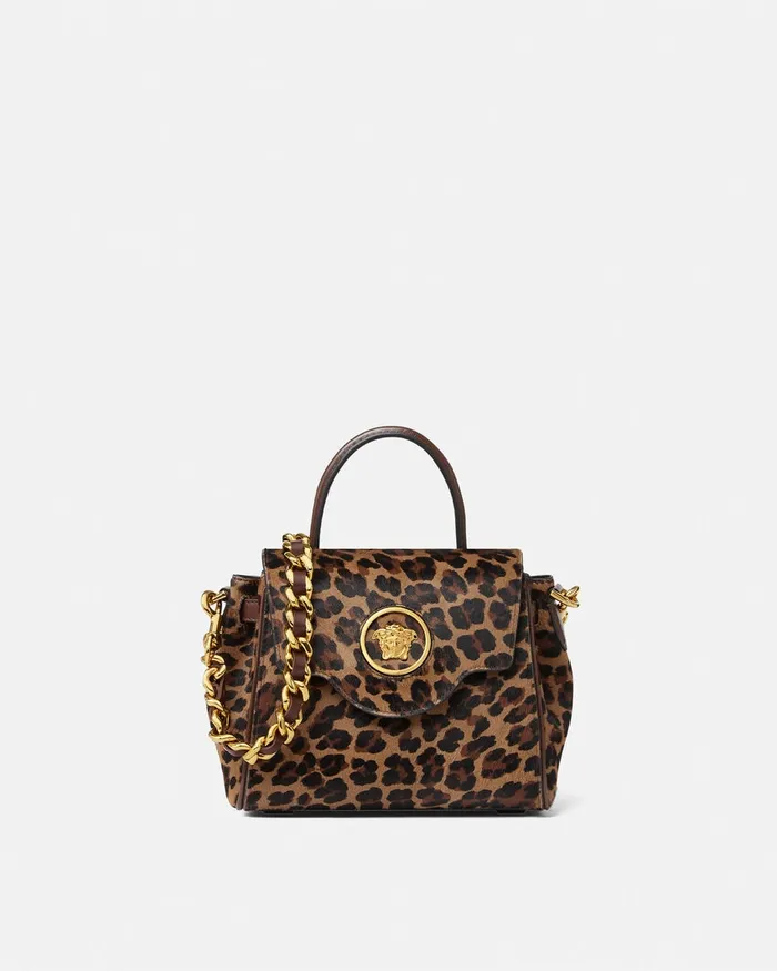 Versace Leopard La Medusa Small Handbag Animalier Women Top Handle