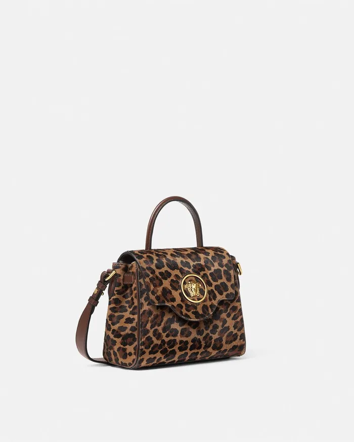 Versace Leopard La Medusa Small Handbag Animalier Women Top Handle