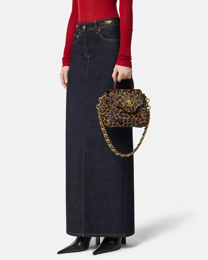 Versace Leopard La Medusa Small Handbag Animalier Women Top Handle