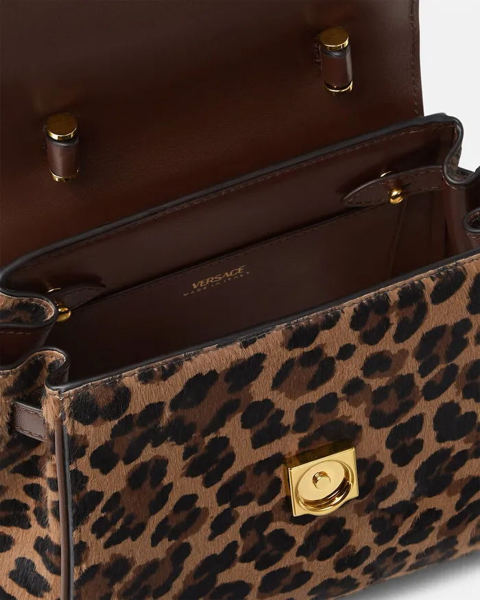 Versace Leopard La Medusa Small Handbag Animalier Women Top Handle