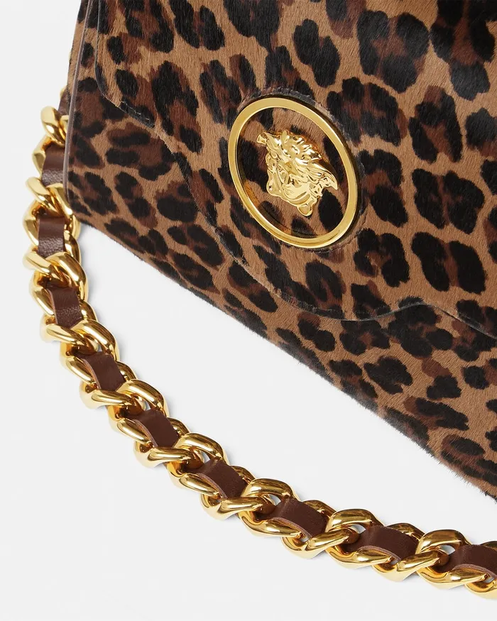 Versace Leopard La Medusa Small Handbag Animalier Women Top Handle