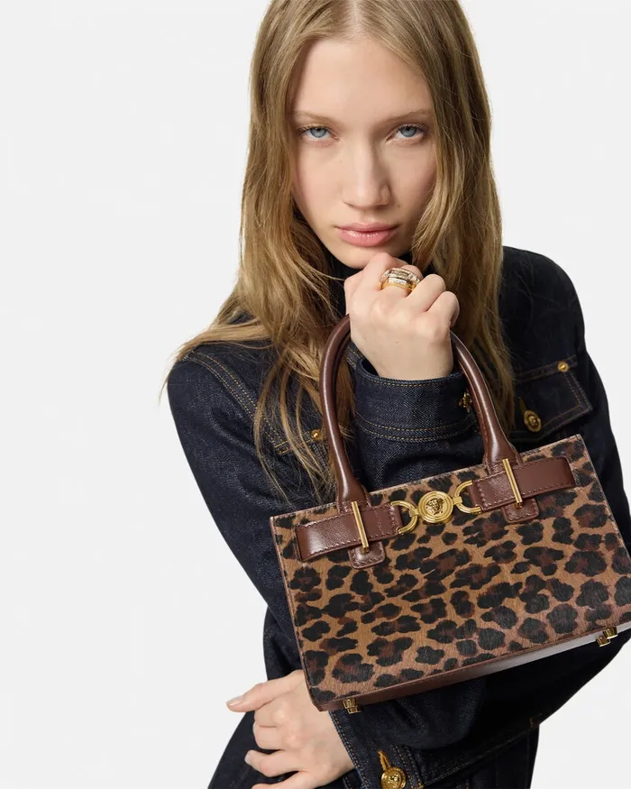 Versace Leopard Medusa 03995 Small Tote Bag Animalier Women Medusa 03995
