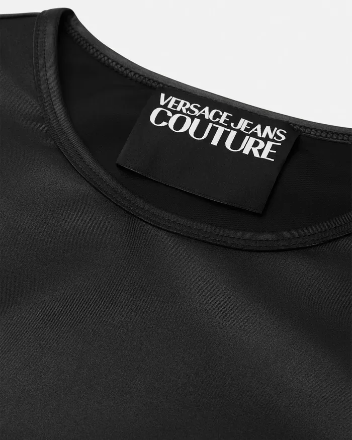 Versace Logo Crop Top Blackprint Women Jeans Couture