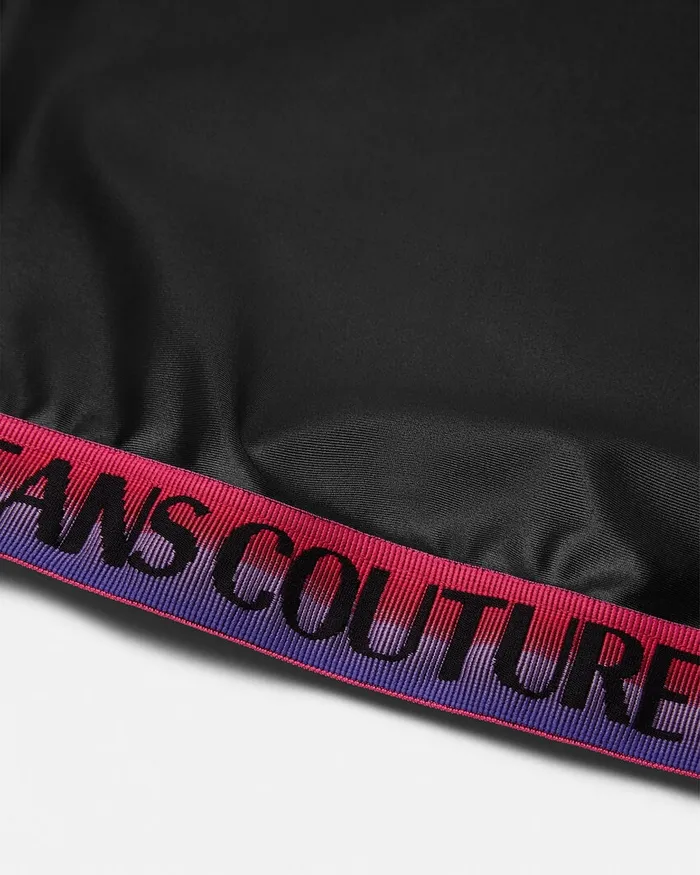 Versace Logo Crop Top Blackprint Women Jeans Couture