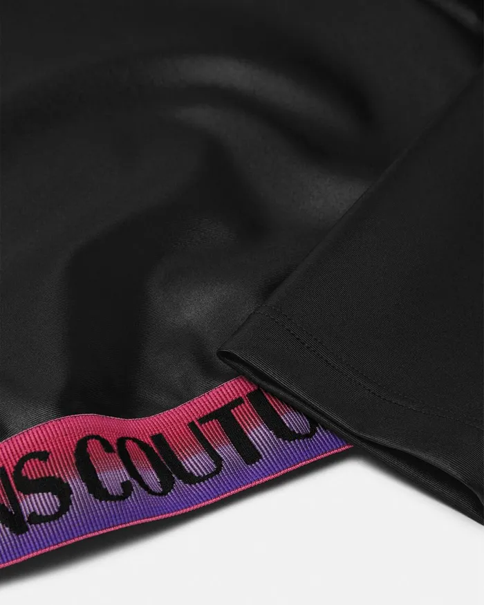 Versace Logo Crop Top Blackprint Women Jeans Couture