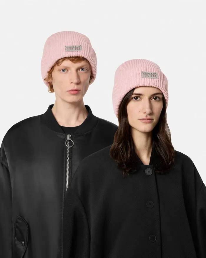 Versace Logo Knit Beanie E469 WomenMen Jeans Couture