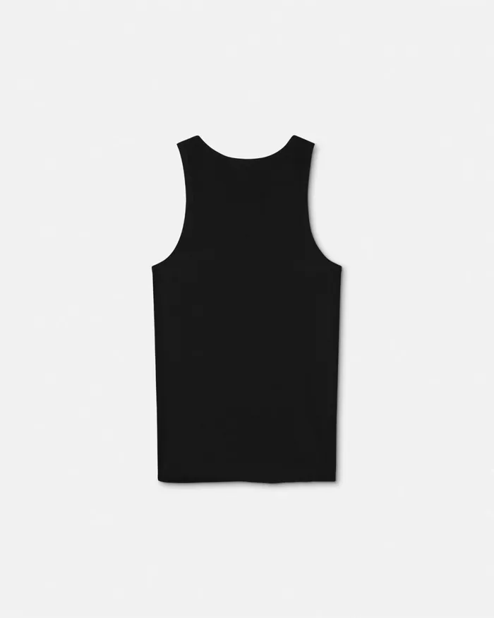 Versace Logo Ribbed Tank Top Black Men Loungewear and Pajamas