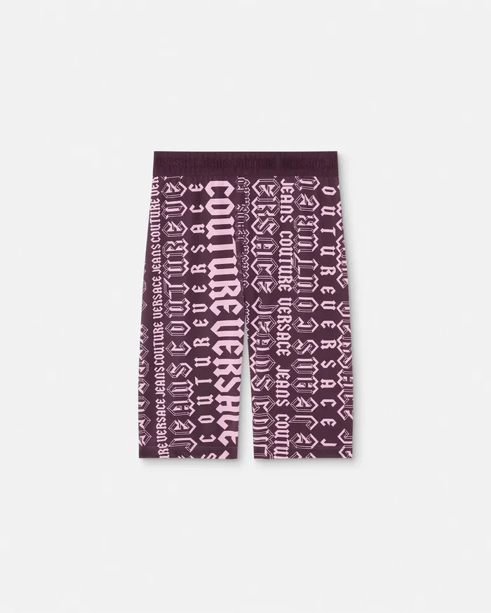 Versace Logomania Bicycle Shorts Purple Women Jeans Couture