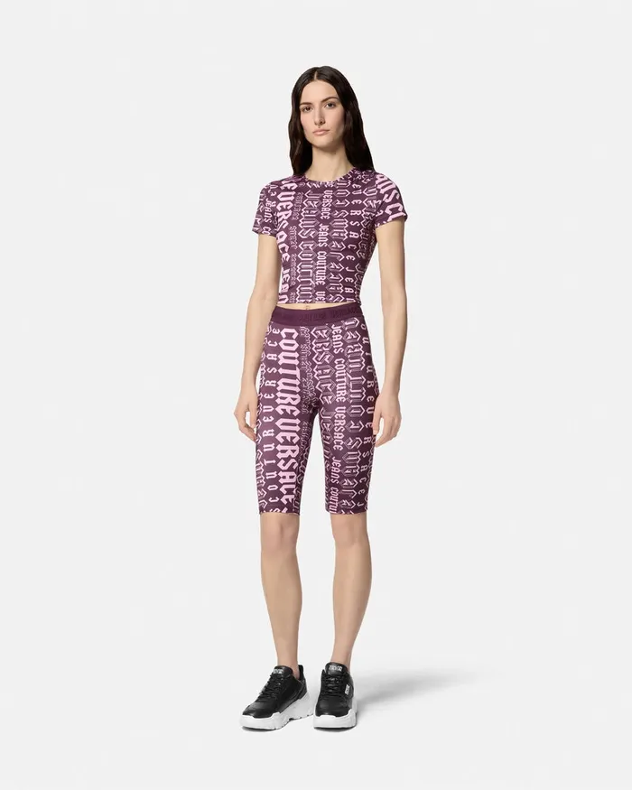 Versace Logomania Bicycle Shorts Purple Women Jeans Couture