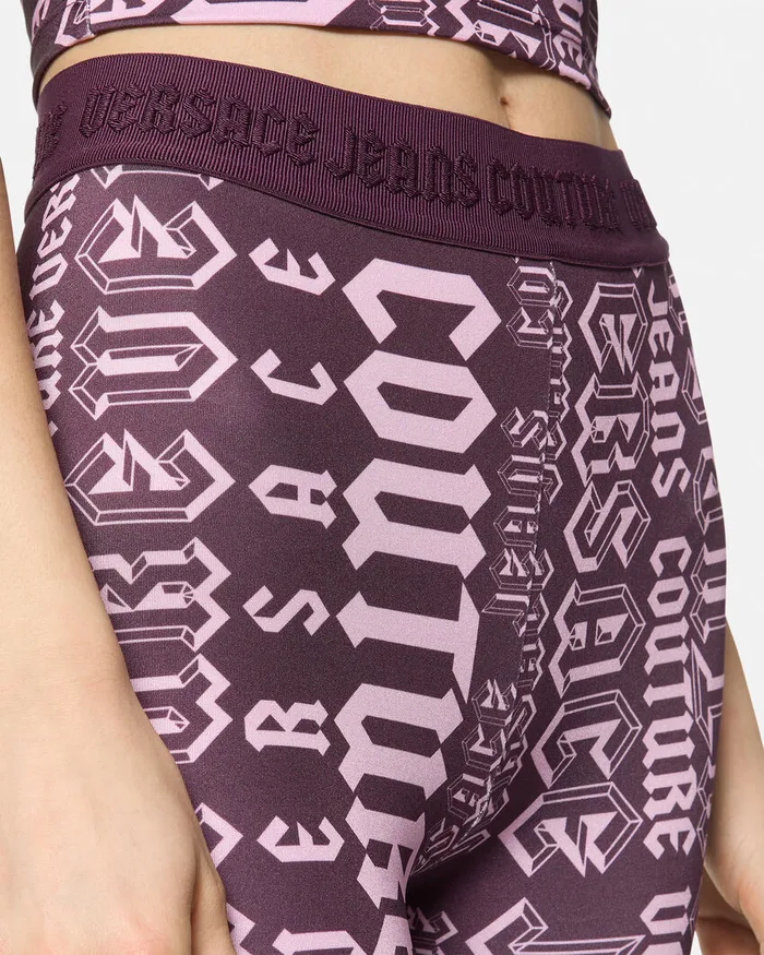 Versace Logomania Bicycle Shorts Purple Women Jeans Couture