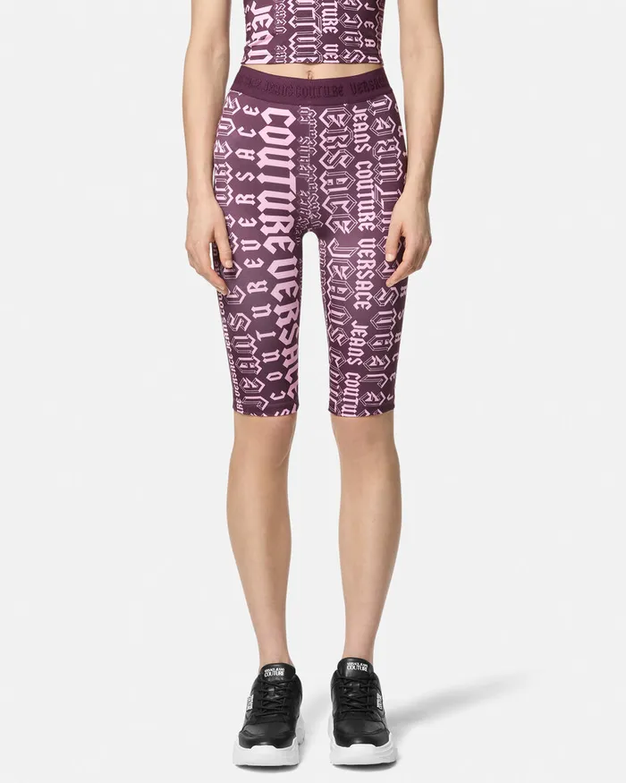 Versace Logomania Bicycle Shorts Purple Women Jeans Couture