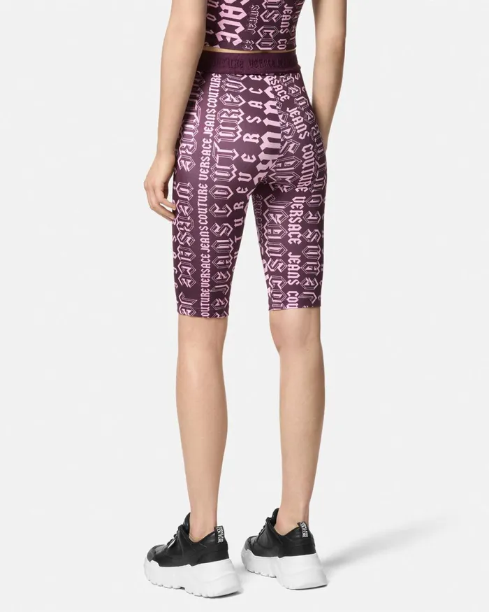 Versace Logomania Bicycle Shorts Purple Women Jeans Couture