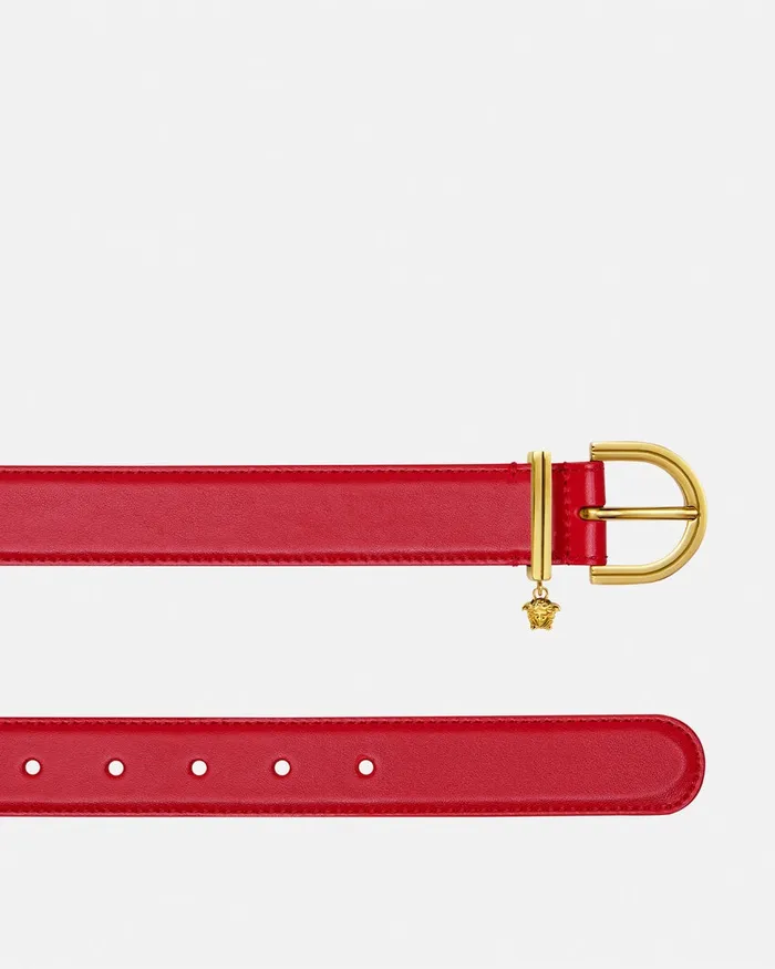 Versace Medusa 03995 Leather Belt 3 Cm Red Women Belts