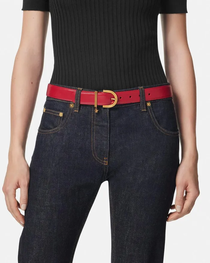 Versace Medusa 03995 Leather Belt 3 Cm Red Women Belts