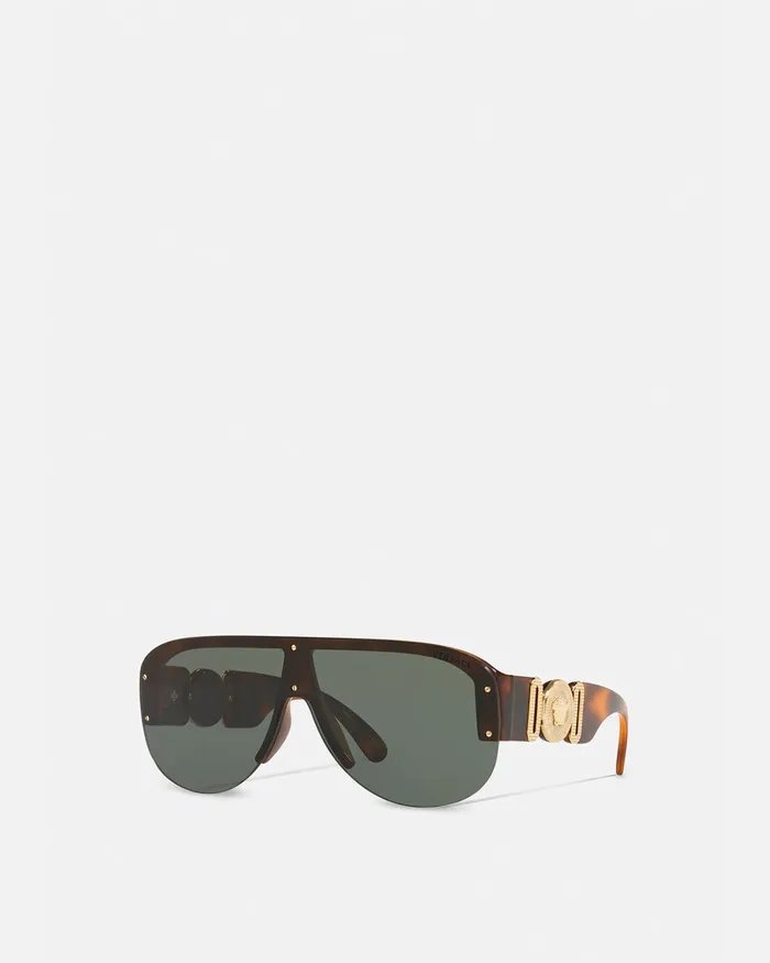 Versace Medusa Biggie Shield Sunglasses Havana Men Sunglasses