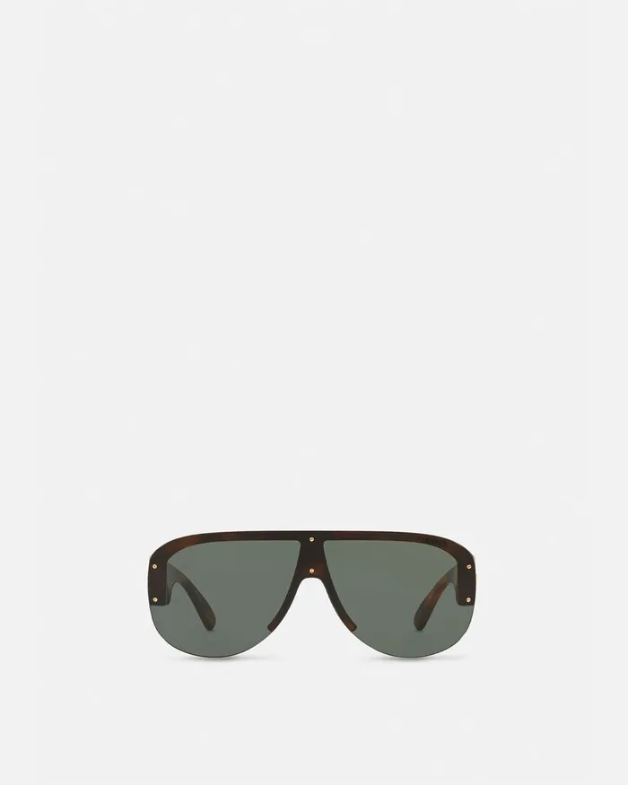 Versace Medusa Biggie Shield Sunglasses Havana Men Sunglasses